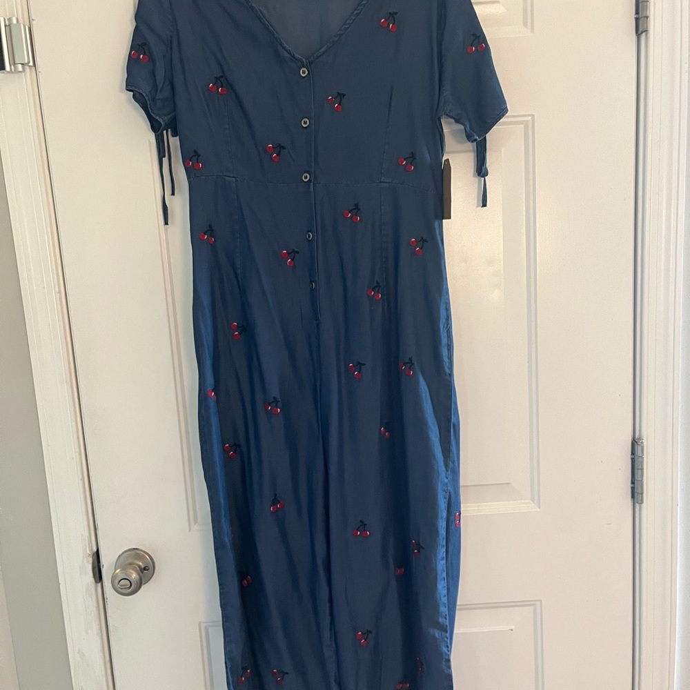 Billy T $138 MSRP Jumpsuit with Cherry Embroidery